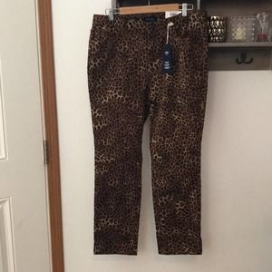 Charter Club Lexington of straight pants, neutral cmb, leopard print siz…
